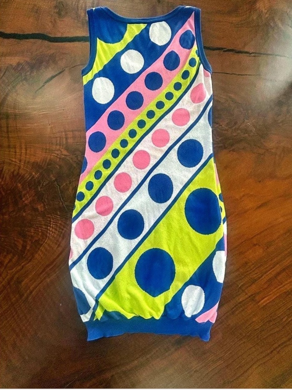 Boutique Moschino 2017 Neon Dot Knit Tank Mini Dress Size 6 - Picture 3 of 8